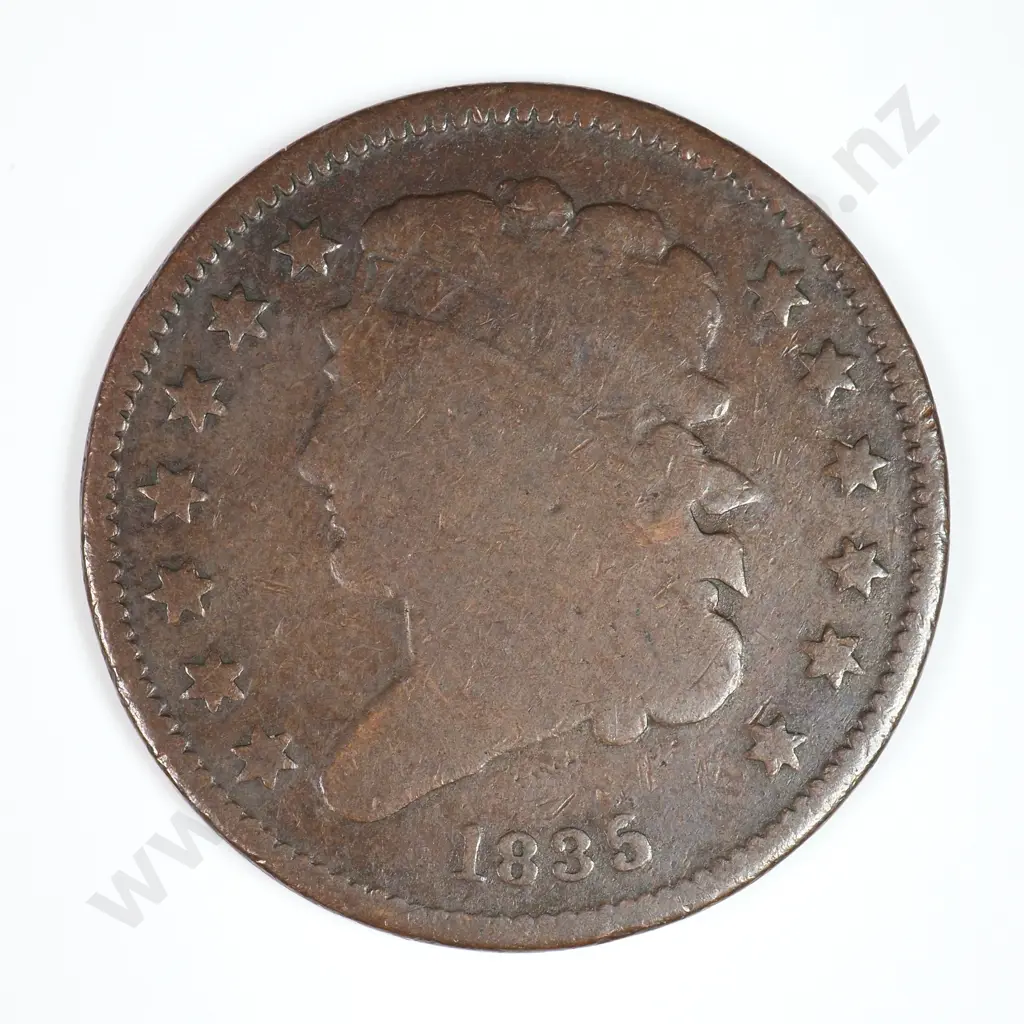 Half Cent: 1835 - Very Good. C.V USD $111 ( NZD $190 ) Image 1++