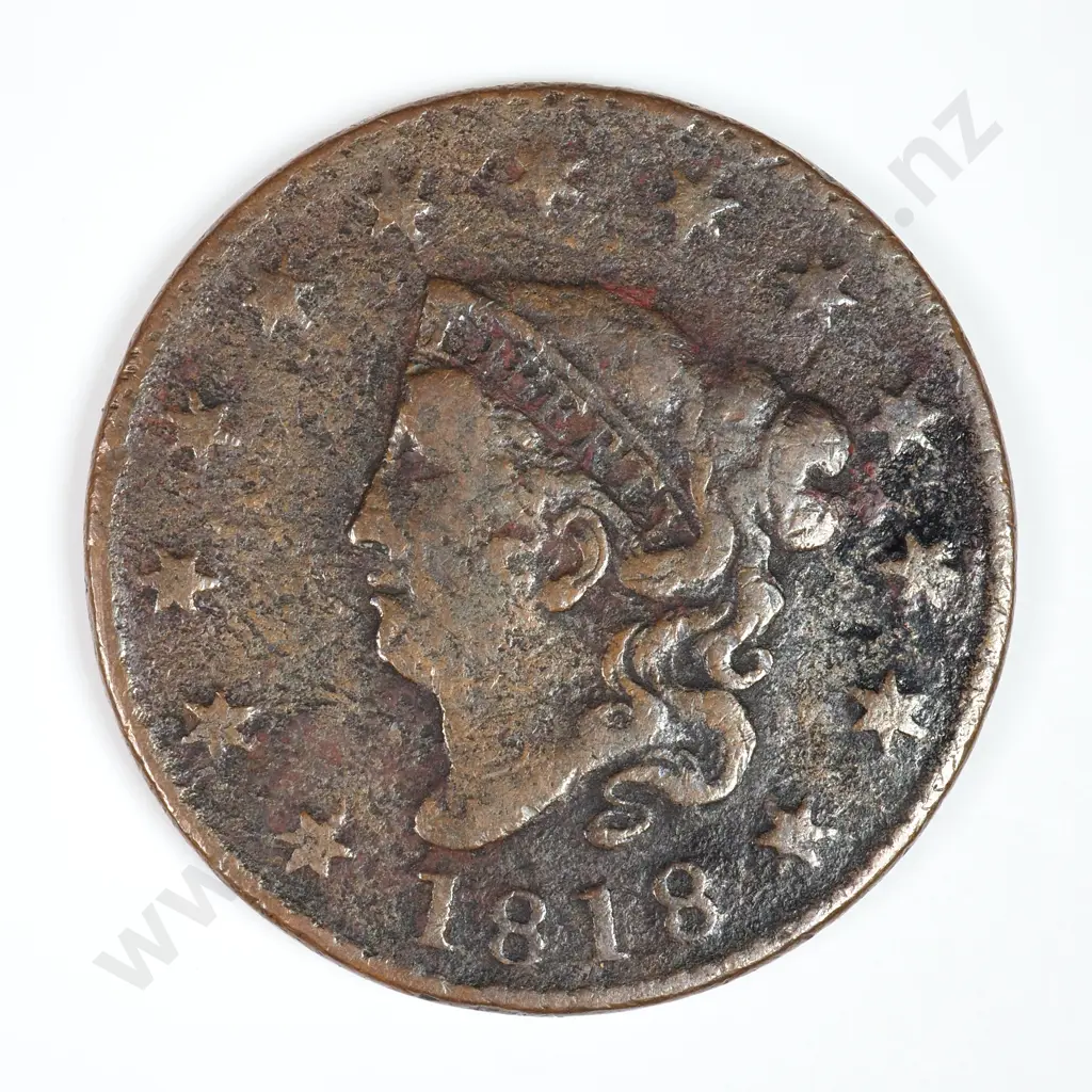 Large Cent: 1818 - Very Good. C.V USD $49 ( NZD $85 ) Image 1++