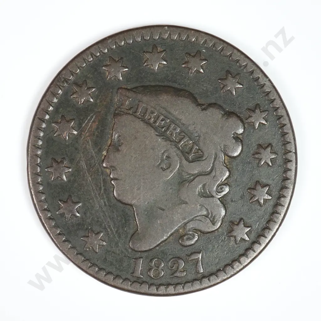 Large Cent: 1827 - Very Good. C.V USD $49 ( NZD $85 ) Image 1++