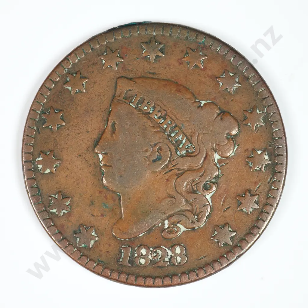 Large Cent: 1828 Large Date - Very Good. C.V USD $49 ( NZD $85 ) Image 1++