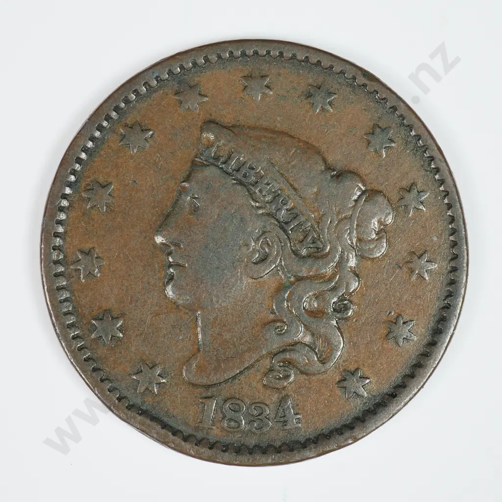 Large Cent: 1834 - Fine. C.V USD $72 ( NZD $125 ) Image 1++