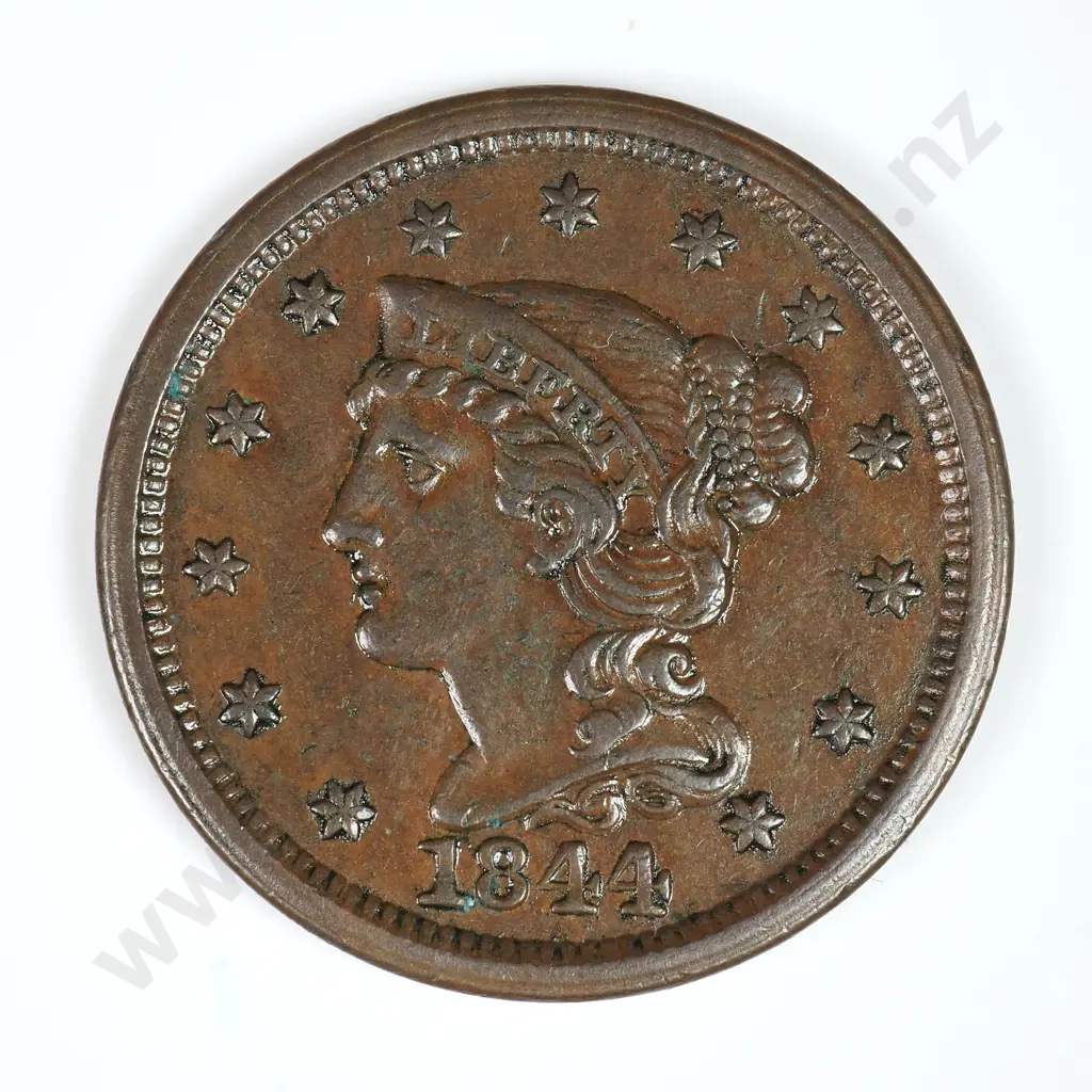 Large Cent: 1844 - Extremely Fine. C.V USD $184 ( NZD $320 ) Image 1++