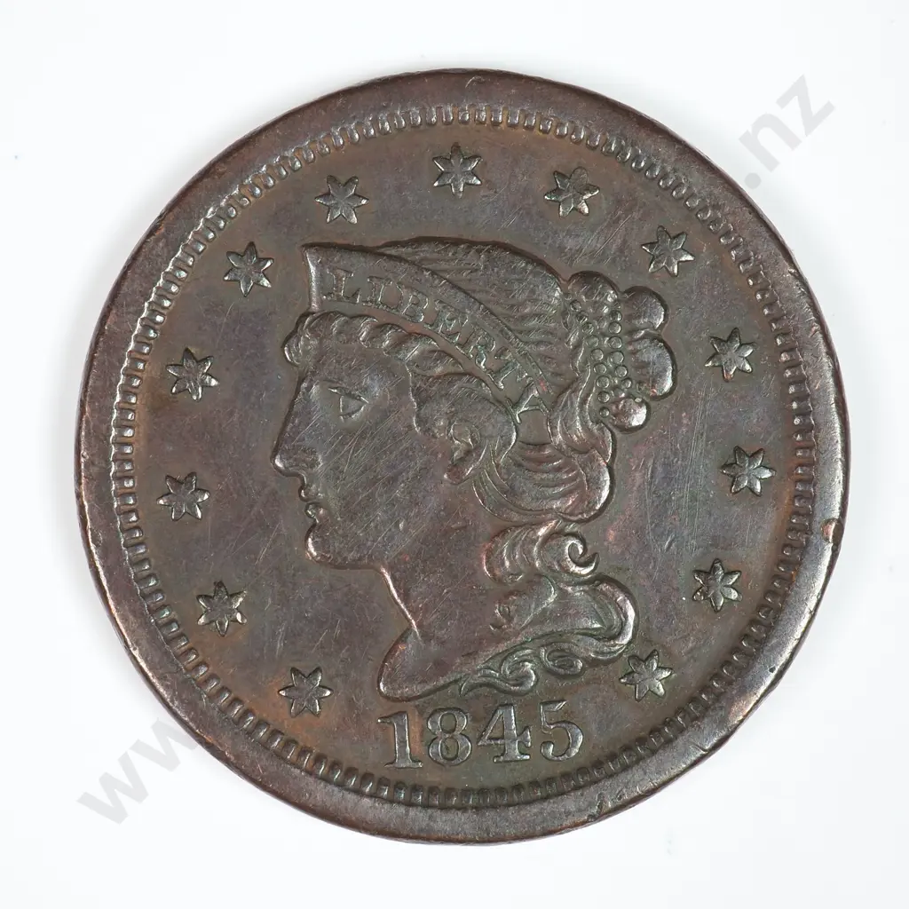 Large Cent: 1845 - Very Fine. C.V USD $73 ( NZD $125 ) Image 1++