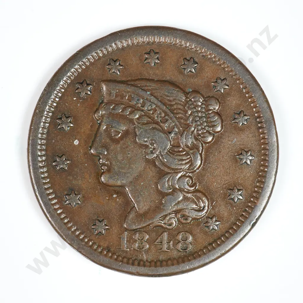 Large Cent: 1848 - Extremely Fine. C.V USD $184 ( NZD $320 ) Image 1++