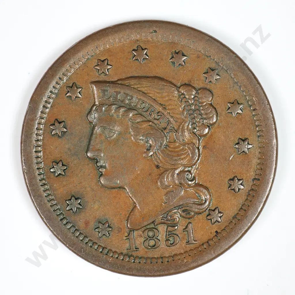 Large Cent: 1851 - Extremely Fine. C.V USD $184 ( NZD $320 ) Image 1++