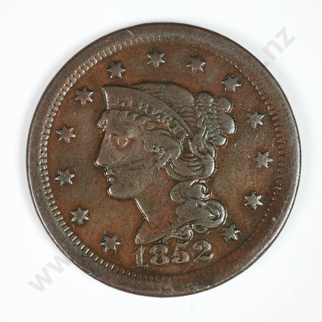 Large Cent: 1852 - Very Fine. C.V USD $72 ( NZD $125 ) Image 1++