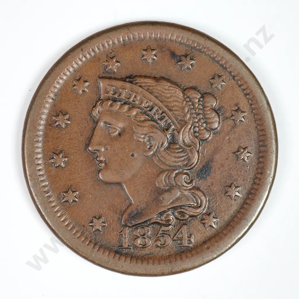 Large Cent: 1854 - Extremely Fine. C.V USD $184 ( NZD $320 ) Image 1++