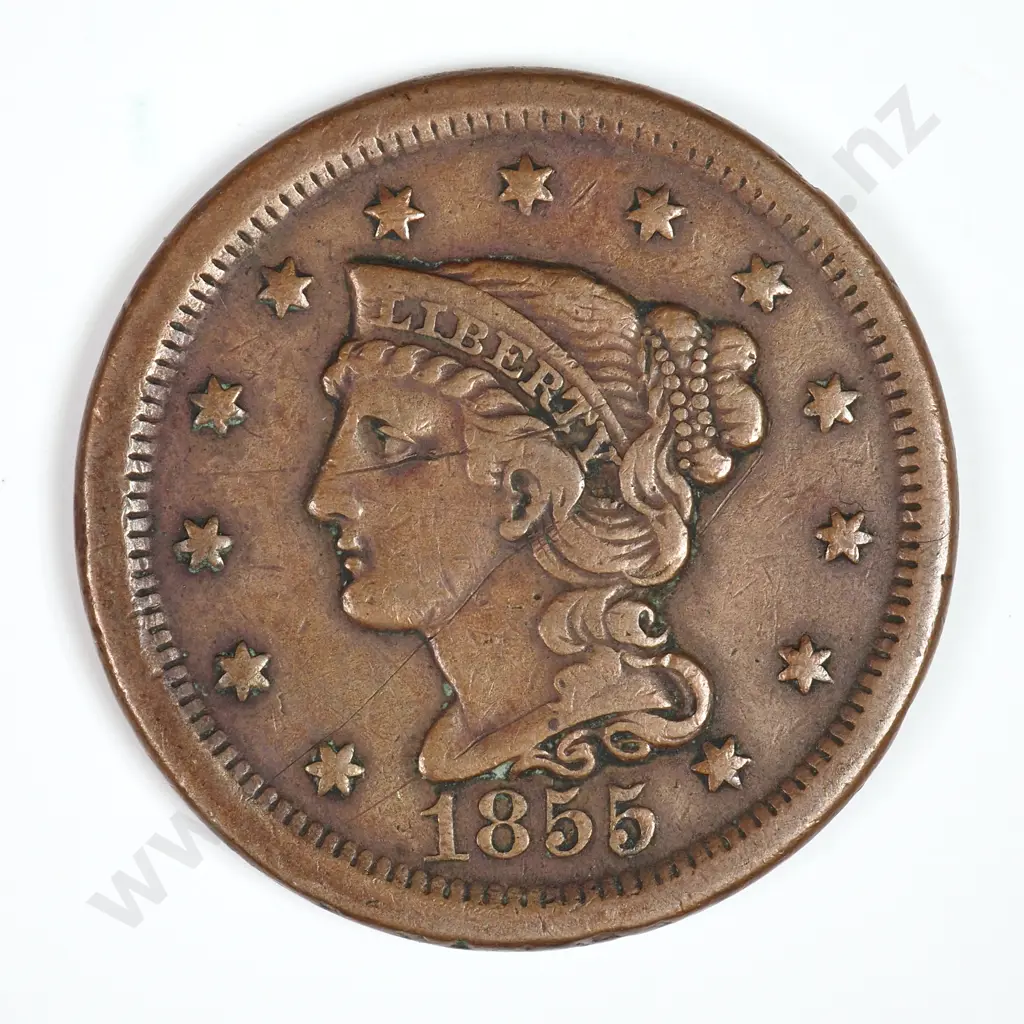 Large Cent: 1855 - Very Fine. C.V USD $86 ( NZD $150 ) Image 1++
