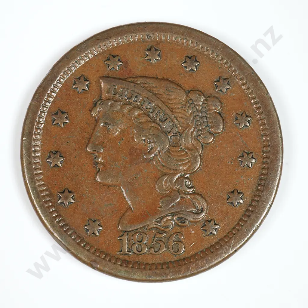 Large Cent: 1856 Slanted 5 - Extremely Fine. C.V USD $184 ( NZD $320 ) Image 1++