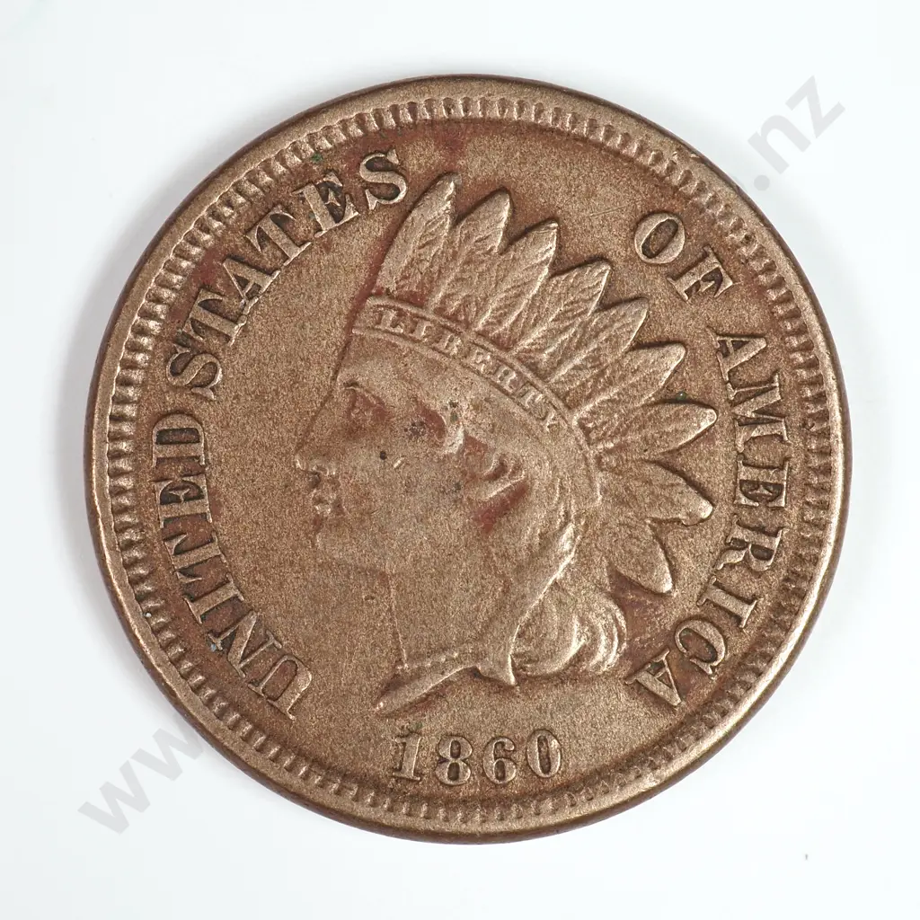 Indian Head Cent: 1860 - Extremely Fine. C.V USD $99 ( NZD $170 ) Image 1++