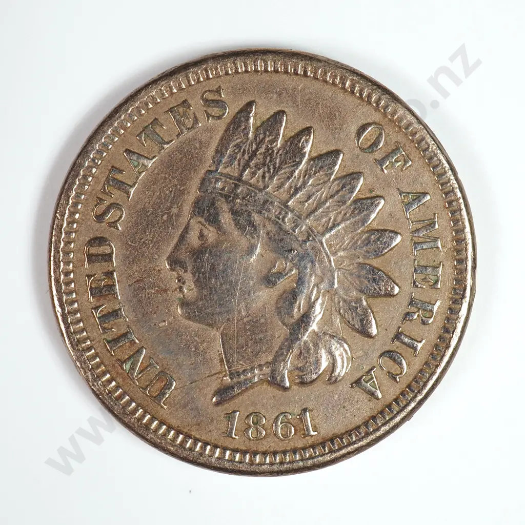 Indian Head Cent: 1861 - Very Fine ( Cleaned ). Image 1++