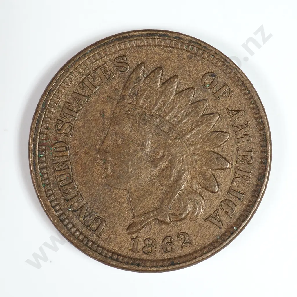 Indian Head Cent: 1862 - Extremely Fine. C.V USD $69 ( NZD $120 ) Image 1++