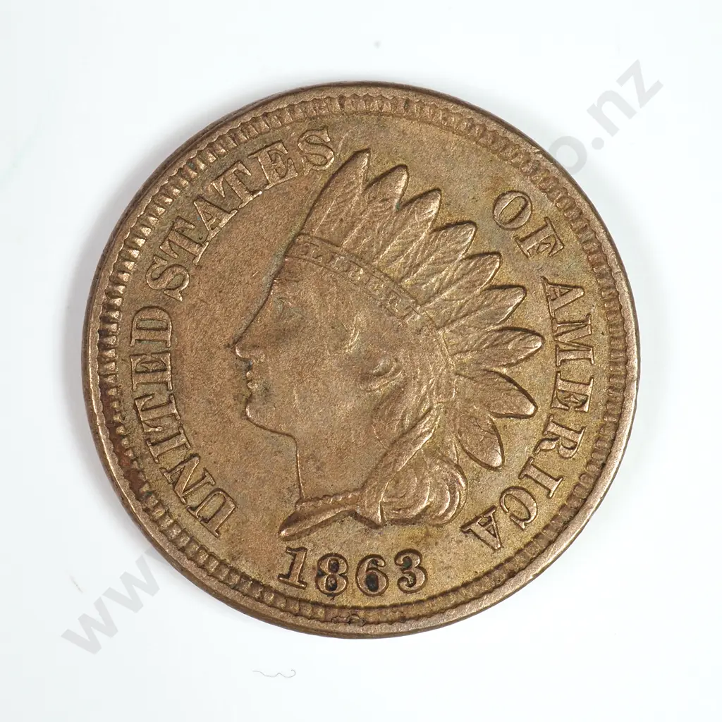 Indian Head Cent: 1863 - Extremely Fine. C.V USD $69 ( NZD $120 ) Image 1++