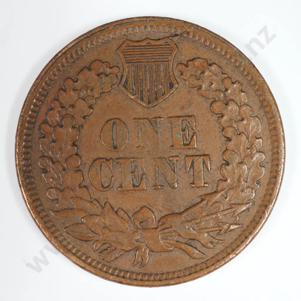 Indian Head Cent: 1865 - Very Fine. C.V USD $43 ( NZD $75 ) Image 1++