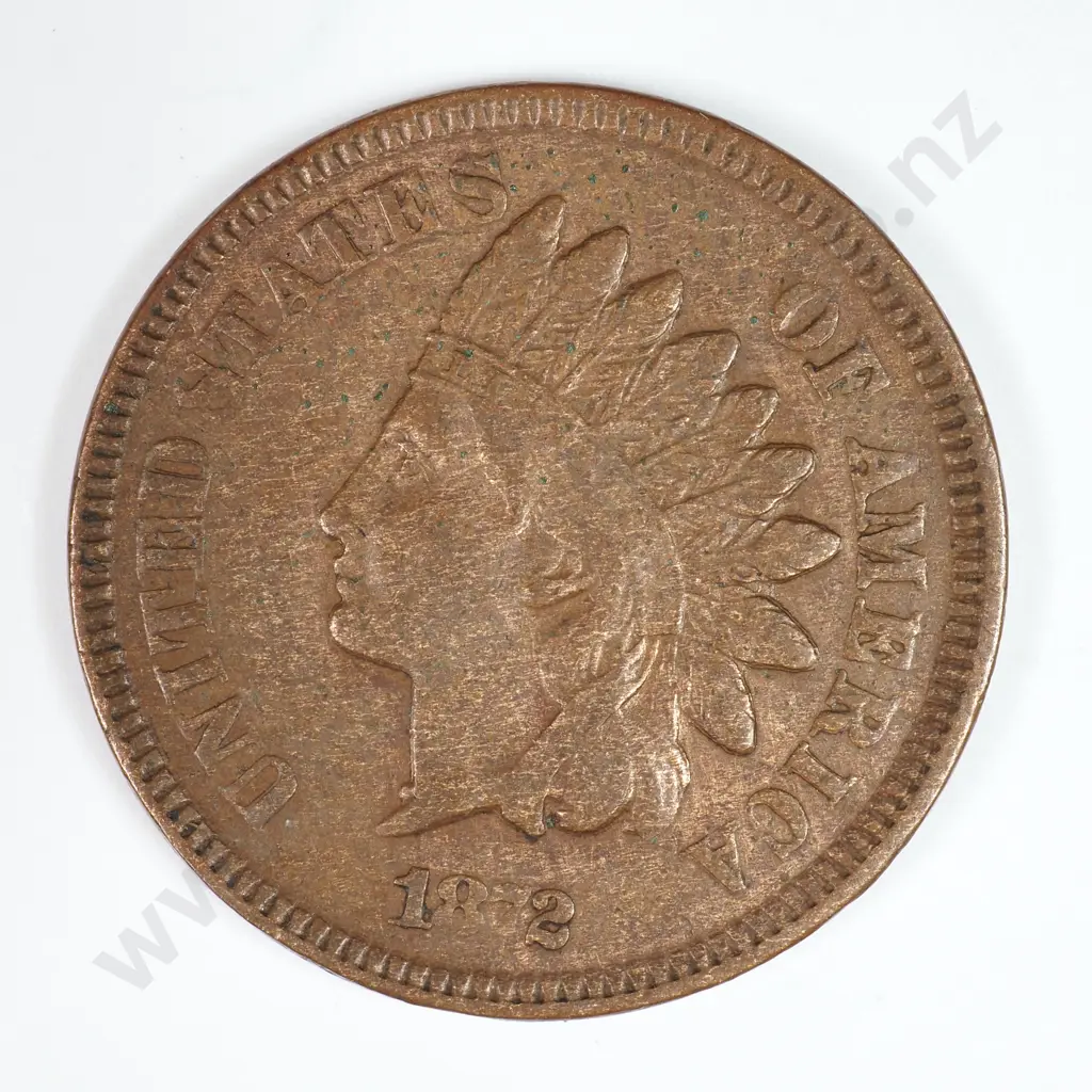 Indian Head Cent: 1872 Weak Date Strike - Very Fine. C.V USD $527 ( NZD $915 ) Image 1++