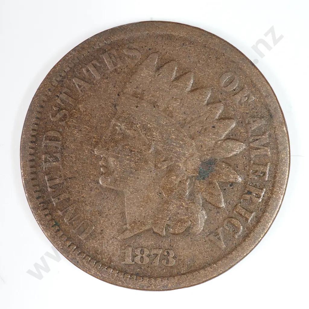 Indian Head Cent: 1873 - Very Good. C.V USD $43 ( NZD $75 ) Image 1++