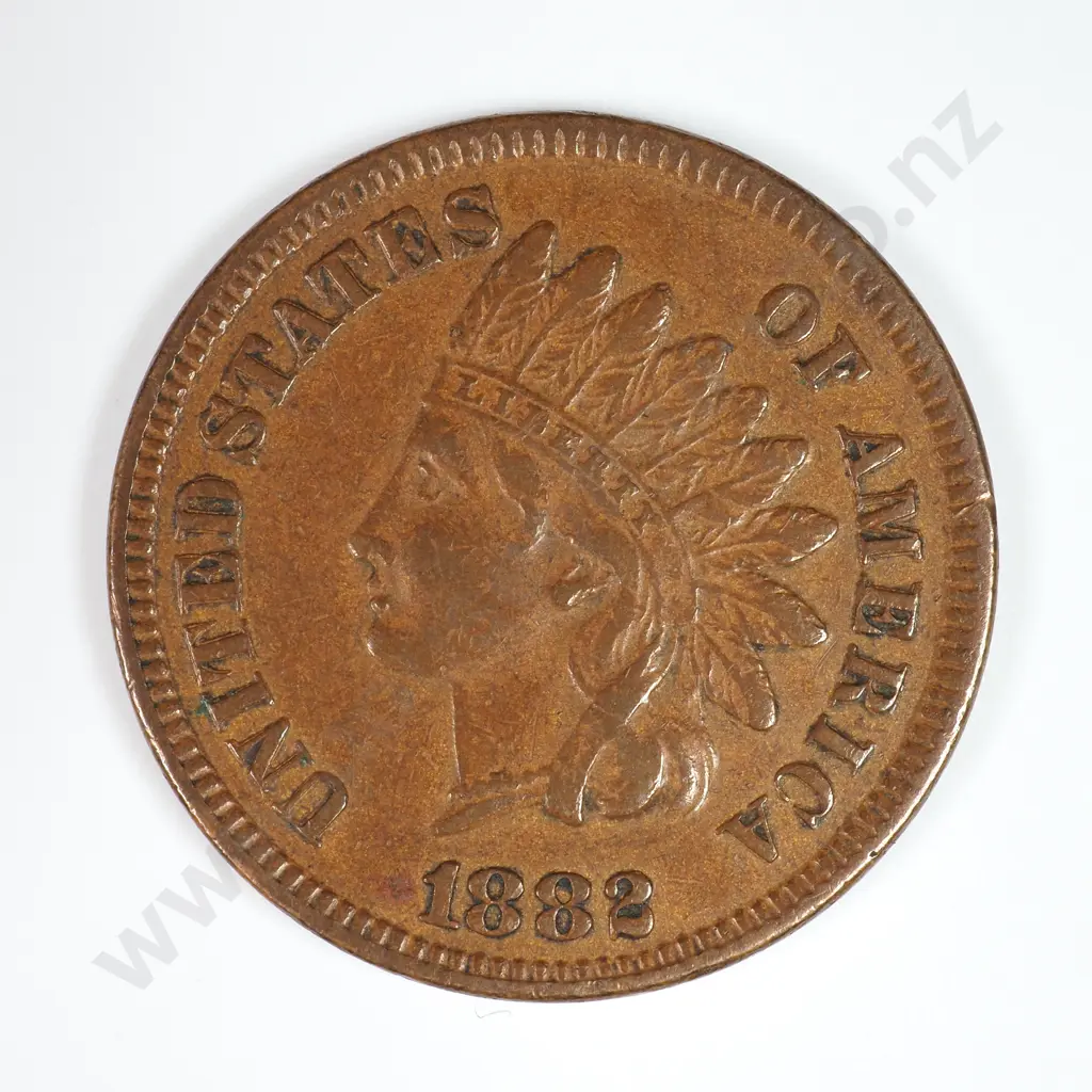 Indian Head Cent: 1882 - Extremely Fine. C.V USD $38 ( NZD $65 ) Image 1++