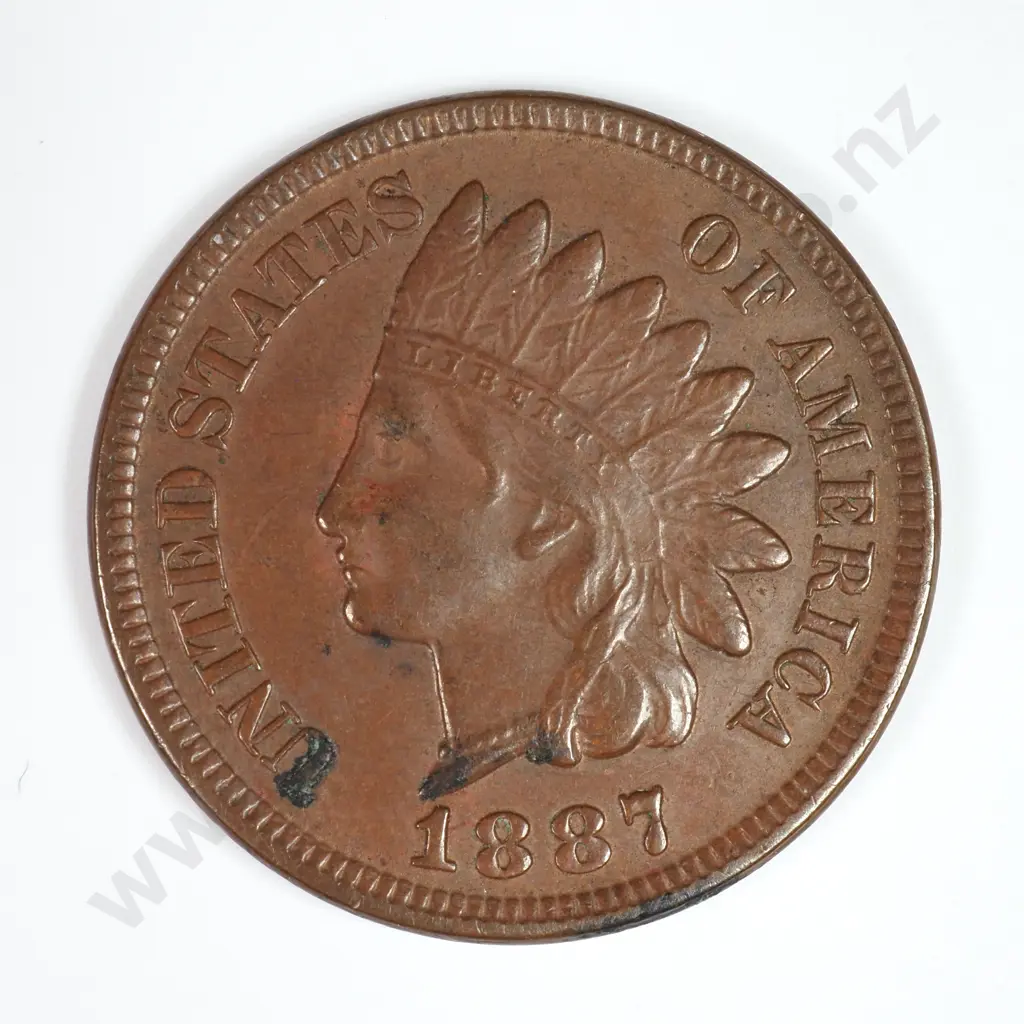 Indian Head Cent: 1887 - Extremely Fine. C.V USD $30 ( NZD $50 ) Image 1++