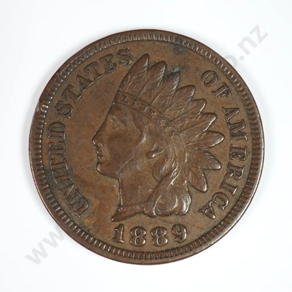 Indian Head Cent: 1889 - Extremely Fine. C.V USD $22 ( NZD $40 ) Image 1++