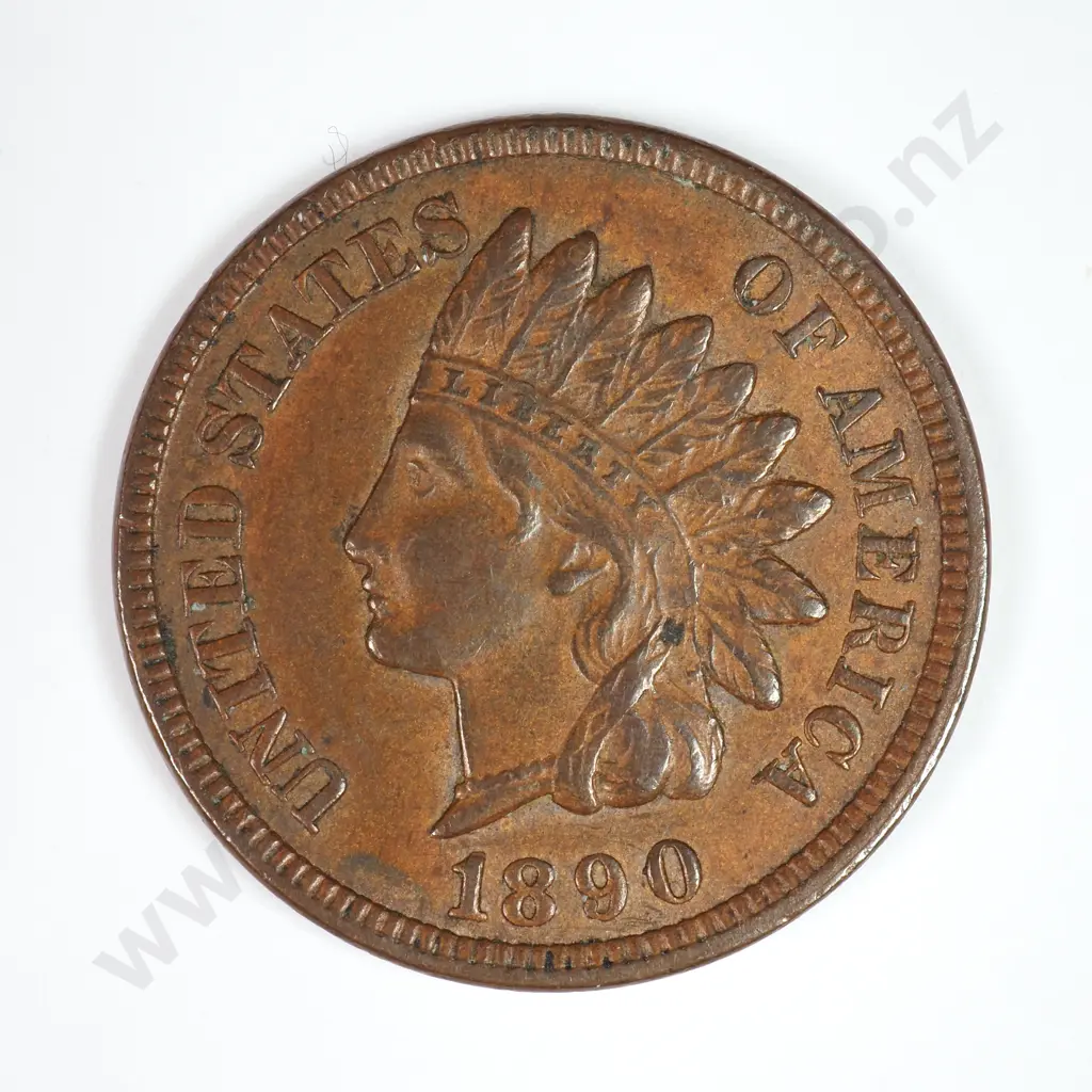 Indian Head Cent: 1890 - Extremely Fine. C.V USD $19 ( NZD $30 ) Image 1++
