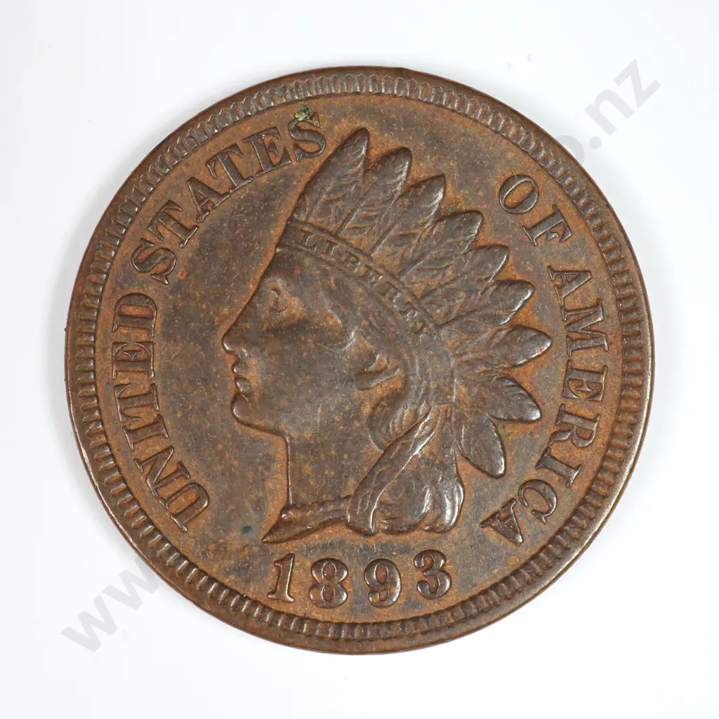 Indian Head Cent: 1893 - Extremely Fine. C.V USD $25 ( NZD $40 ) Image 1++