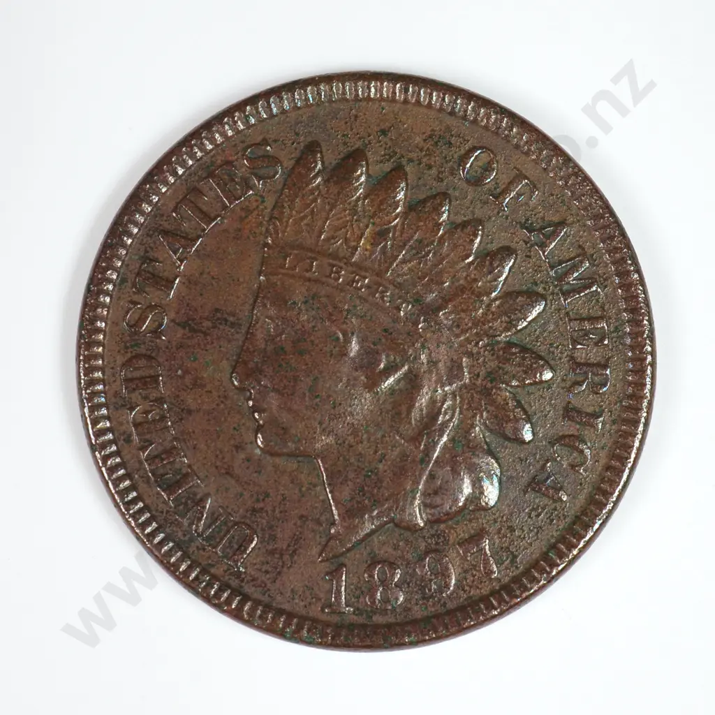 Indian Head Cent: 1897 - Extremely Fine. C.V USD $19 ( NZD $30 ) Image 1++