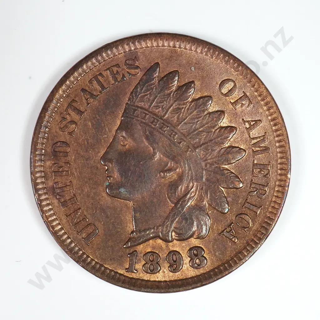 Indian Head Cent: 1898 - Almost Uncirculated. C.V USD $30 ( NZD $50 ) Image 1++