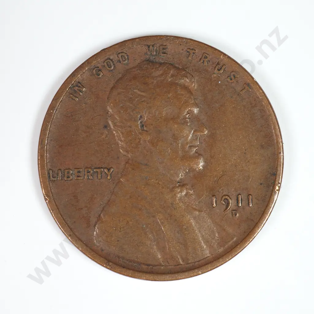 Lincoln Wheat Cent: 1911 D - Very Fine. C.V USD $38 ( NZD $65 ) Image 1++