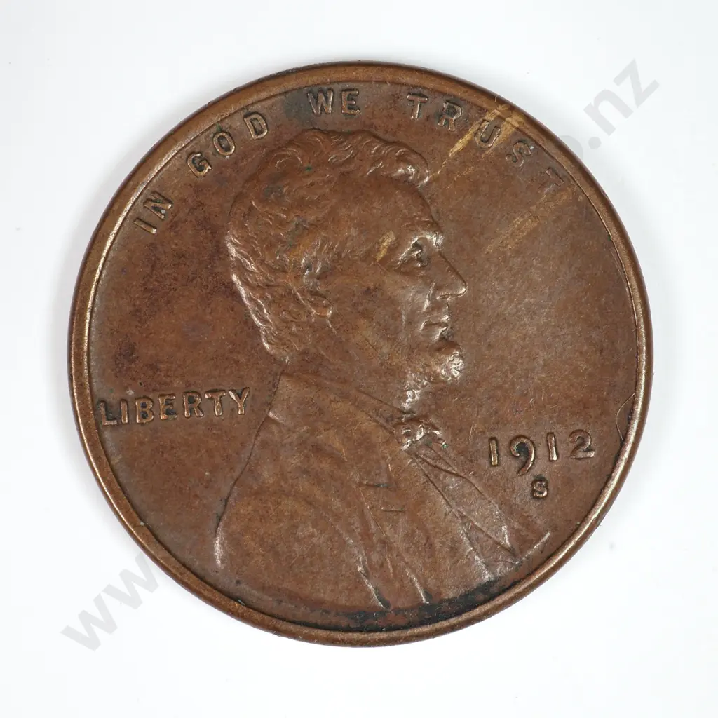 Lincoln Wheat Cent: 1912 S - Very Fine. C.V USD $56 ( NZD $95 ) Image 1++