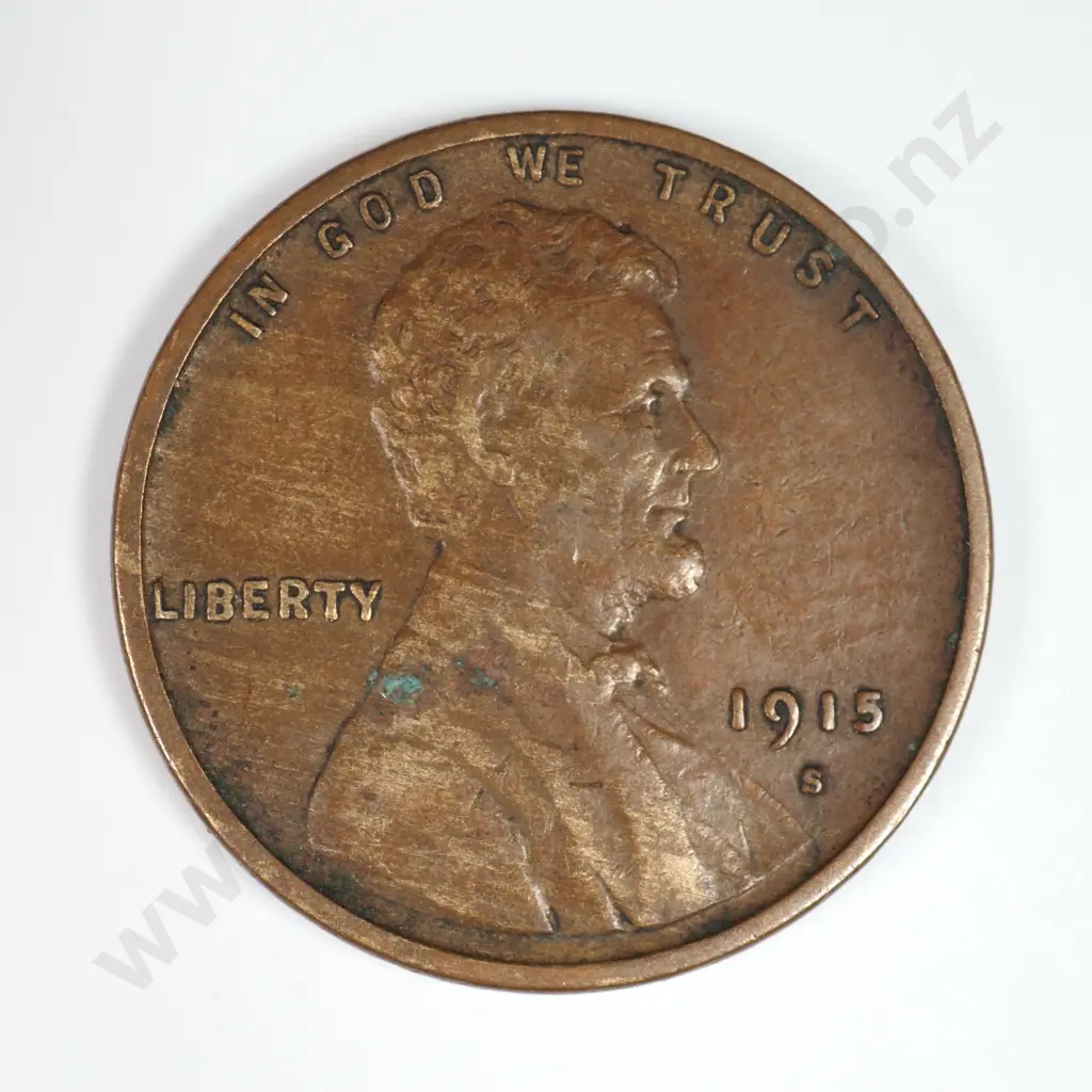 Lincoln Wheat Cent: 1915 S - Very Fine. C.V USD $43 ( NZD $75 ) Image 1++