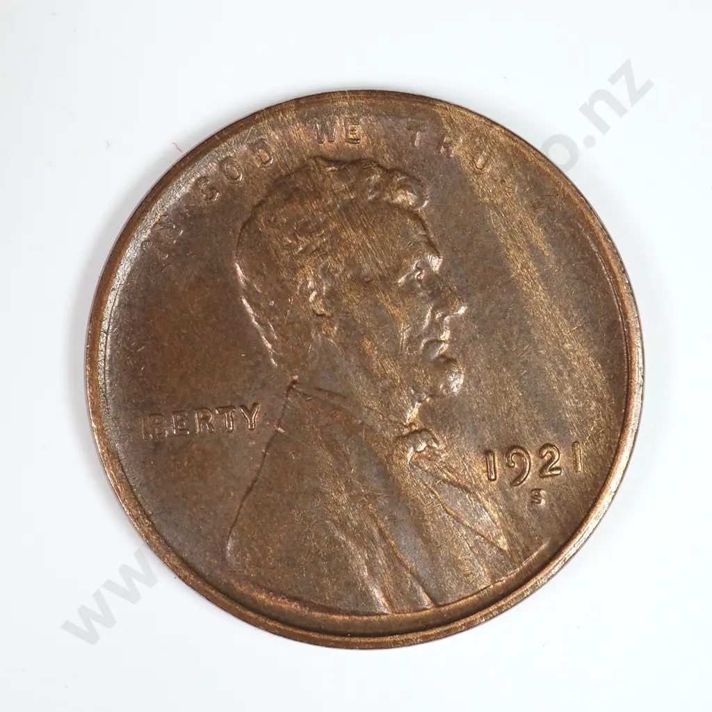 Lincoln Wheat Cent: 1921 S - Extremely Fine. C.V USD $56 ( NZD $95 ) Image 1++