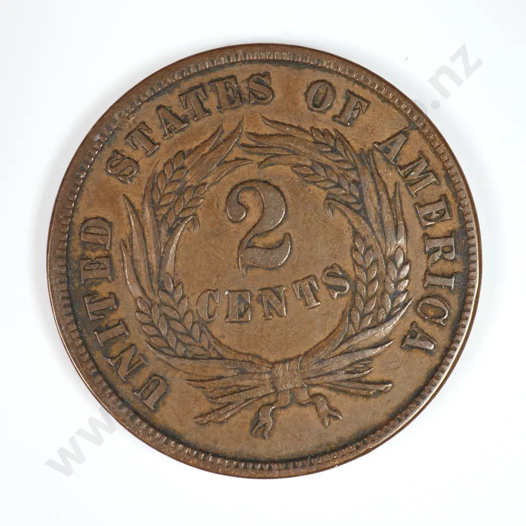 Two Cent: 1865 - Extremely Fine. C.V USD $69 ( NZD $120 ) Image 1++