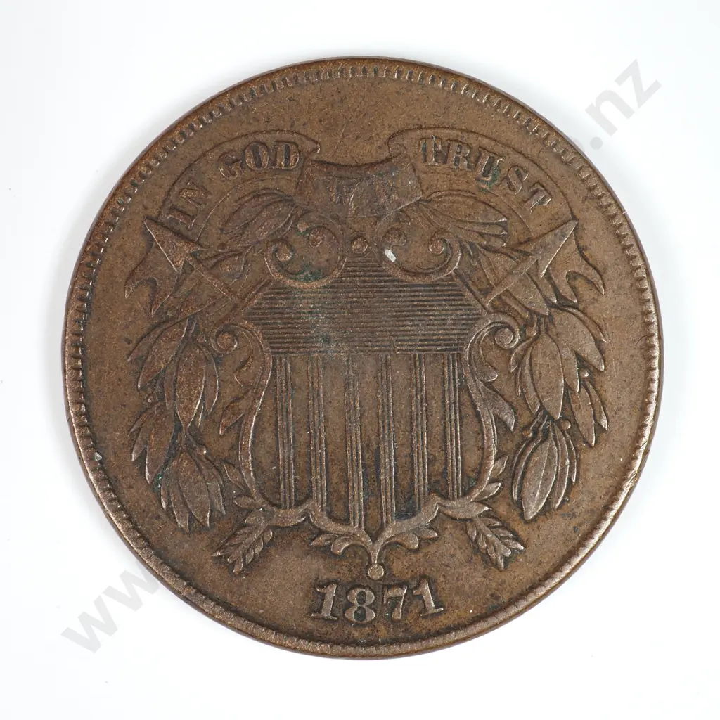 Two Cent: 1871 - Very Fine. C.V USD $103 ( NZD $180 ) Image 1++