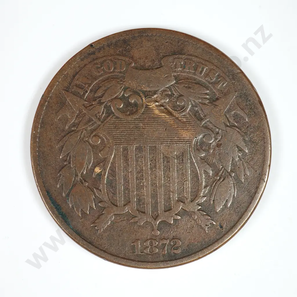 Two Cent: 1872 - Fine. C.V USD $91 ( NZD $155 ) Image 1++