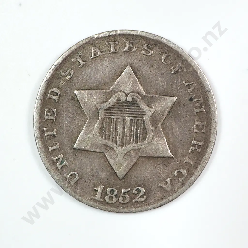 Silver Three Cent: 1852 - Fine. C.V USD $74 ( NZD $130 ) Image 1++