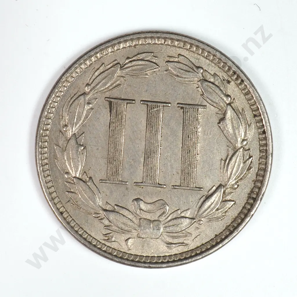 Nickel Three Cent: 1868 - Extremely Fine. C.V USD $61 ( NZD $105 ) Image 1++