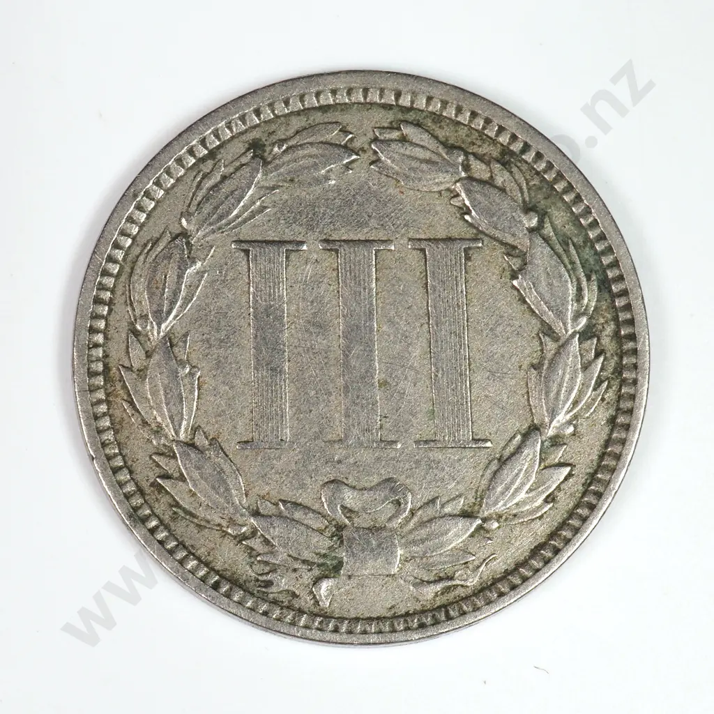 Nickel Three Cent: 1870 - Fine. C.V USD $38 ( NZD $65 ) Image 1++