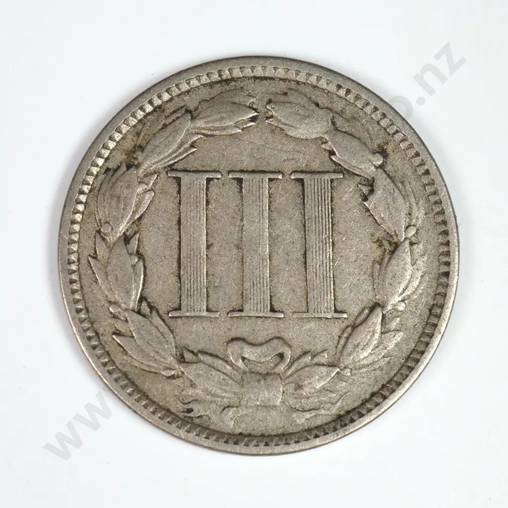 Nickel Three Cent: 1872 - Fine. C.V USD $38 ( NZD $65 ) Image 1++