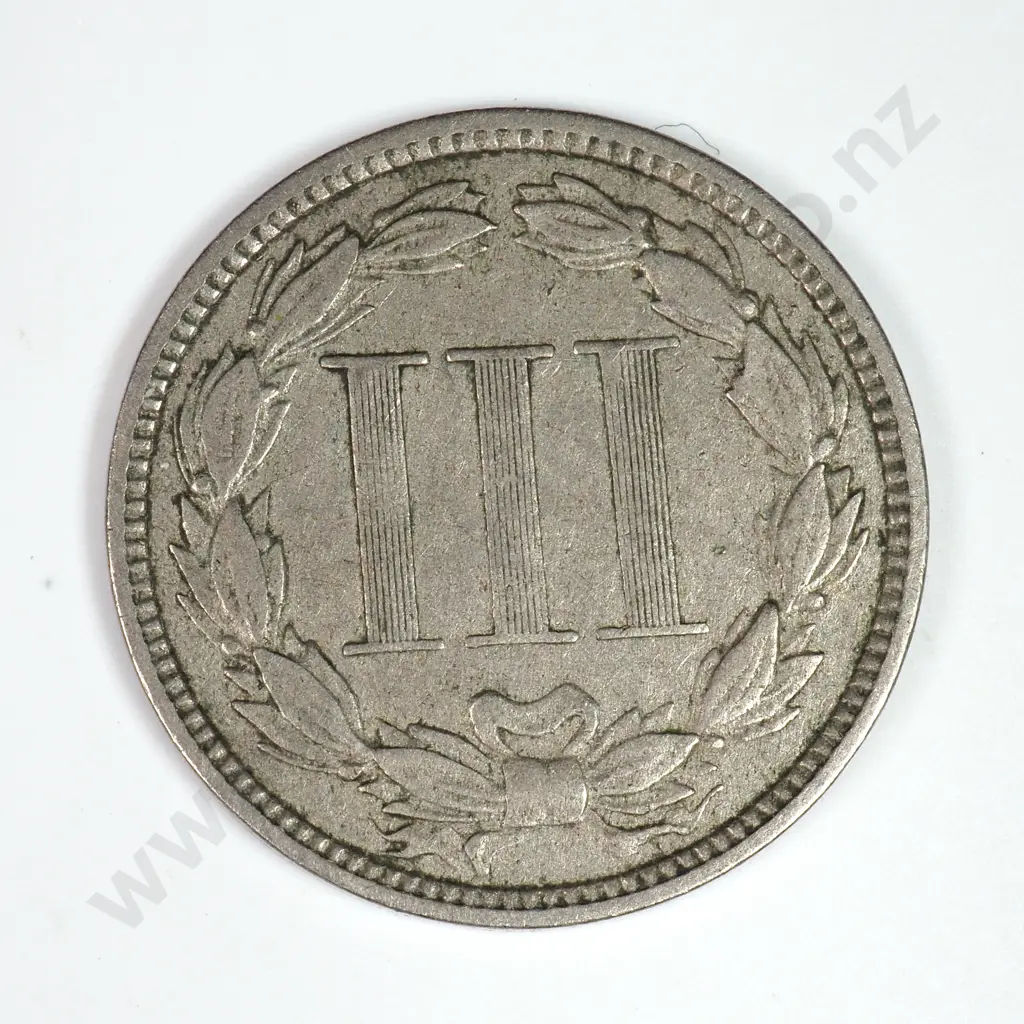 Nickel Three Cent: 1873 Closed 3 - Very Fine. C.V USD $43 ( NZD $75 ) Image 1++