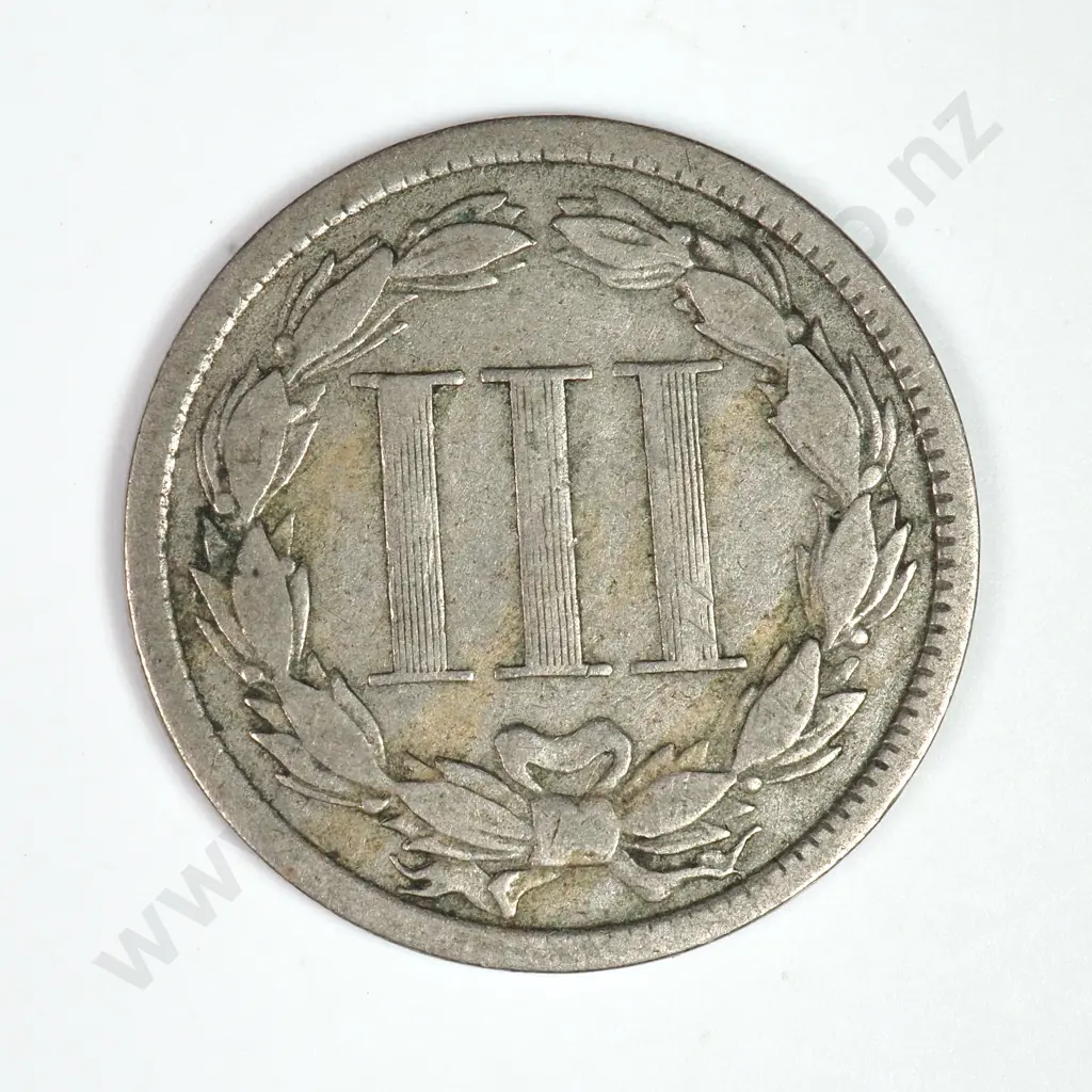 Nickel Three Cent: 1874 - Fine. C.V USD $38 ( NZD $65 ) Image 1++