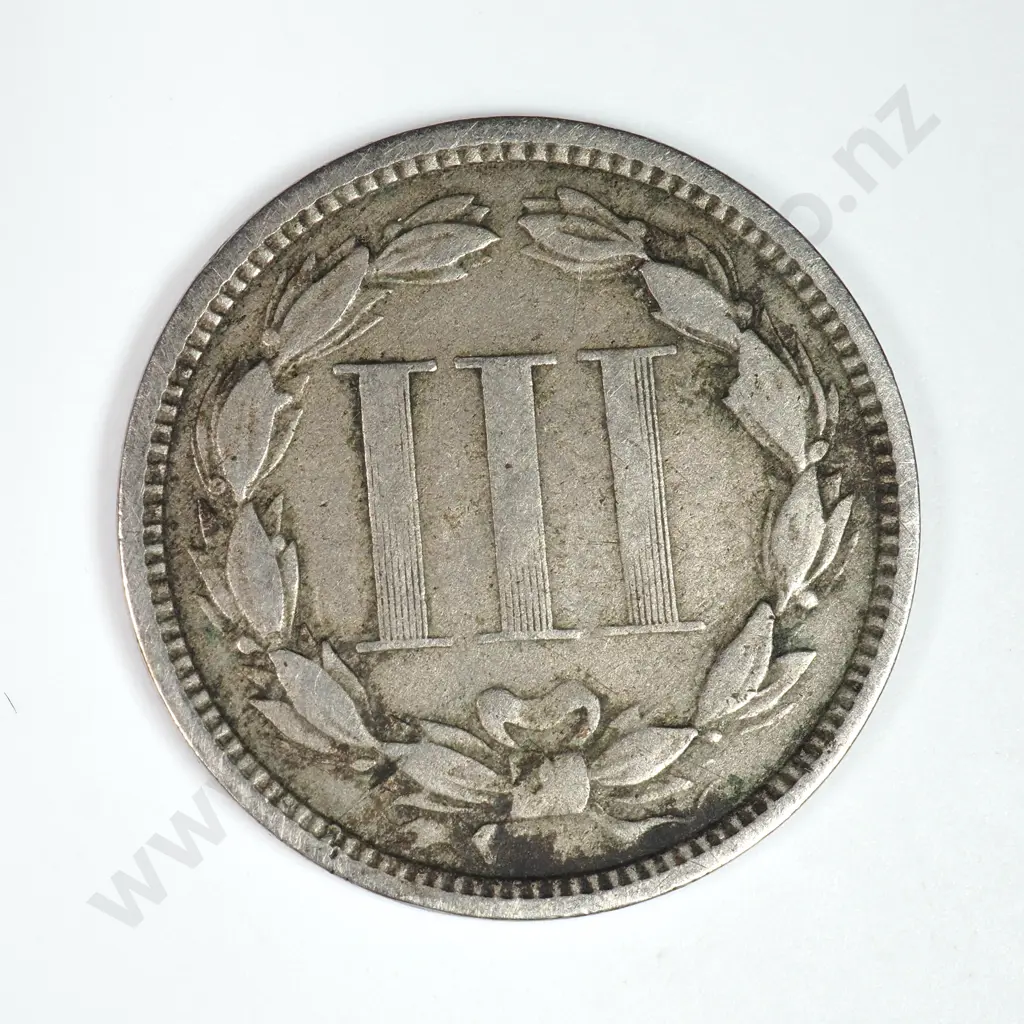 Nickel Three Cent: 1875 - Fine. C.V USD $39 ( NZD $70 ) Image 1++