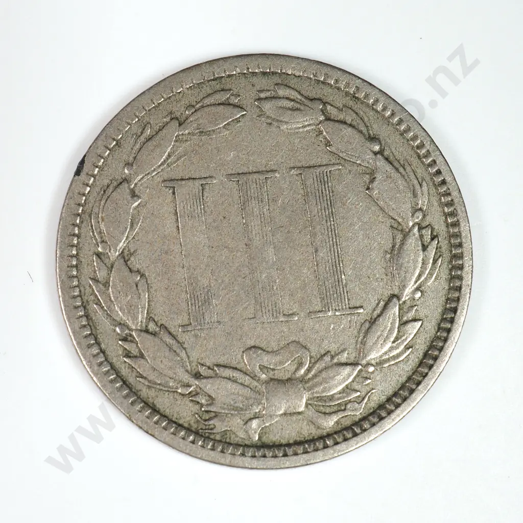 Nickel Three Cent: 1876 - Very Fine. C.V USD $56 ( NZD $95 ) Image 1++