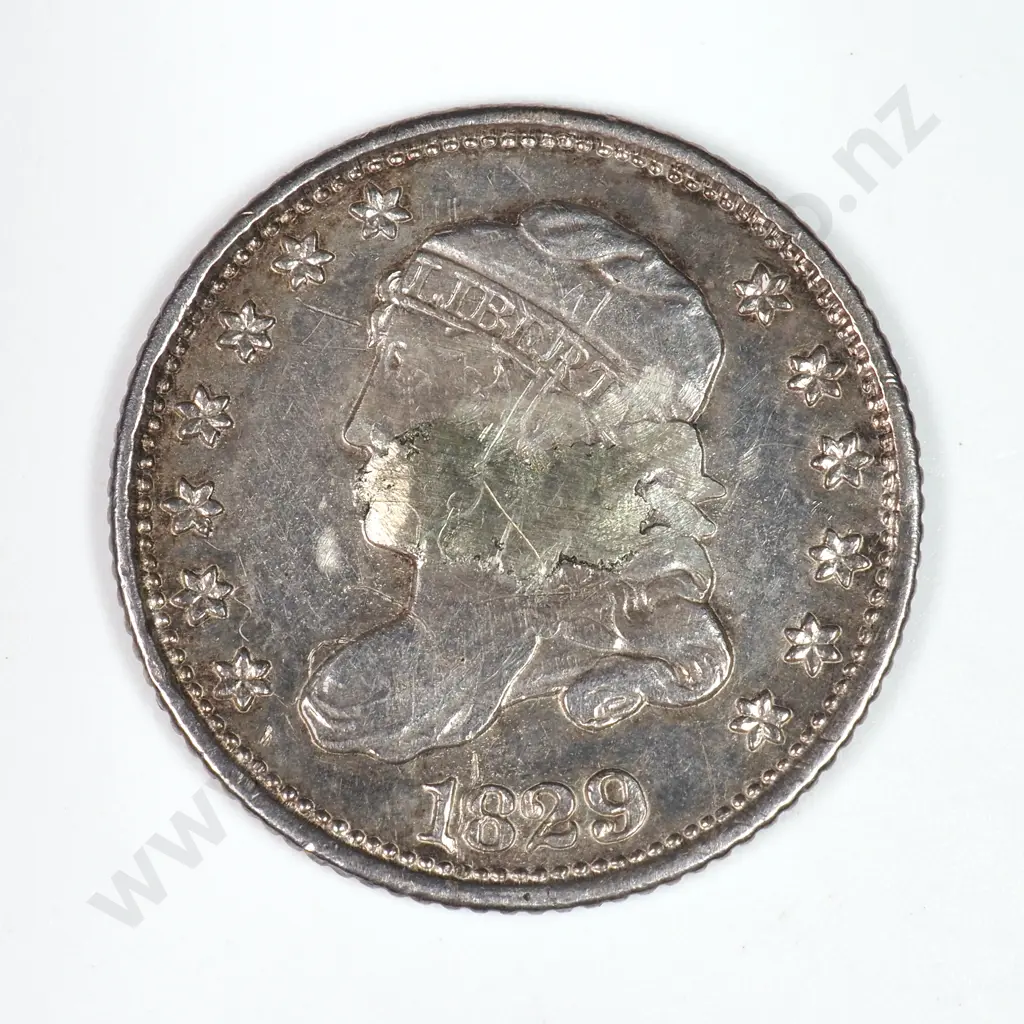 Half Dime: 1829 - Damage Obverse Else Extremely Fine. Image 1++