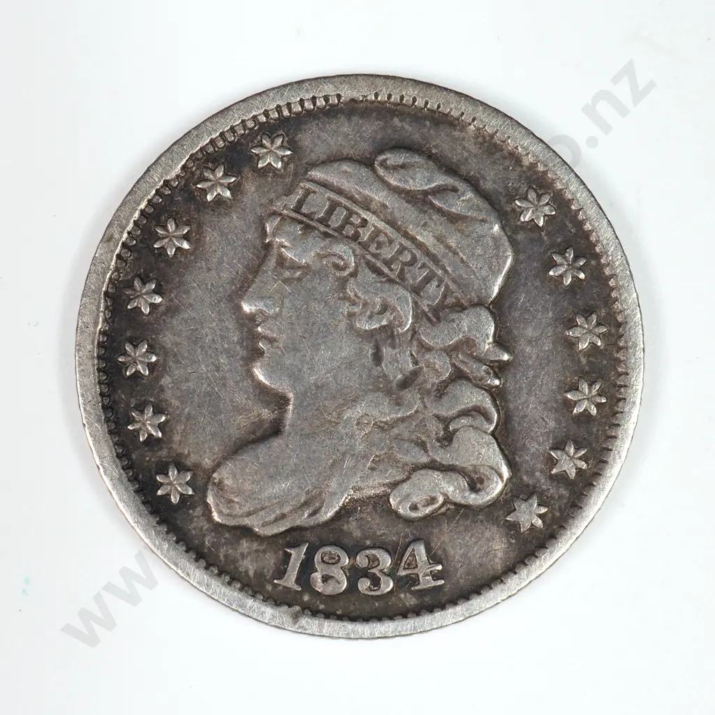 Half Dime: 1834 - Very Fine. C.V USD $165 ( NZD $285 ) Image 1++