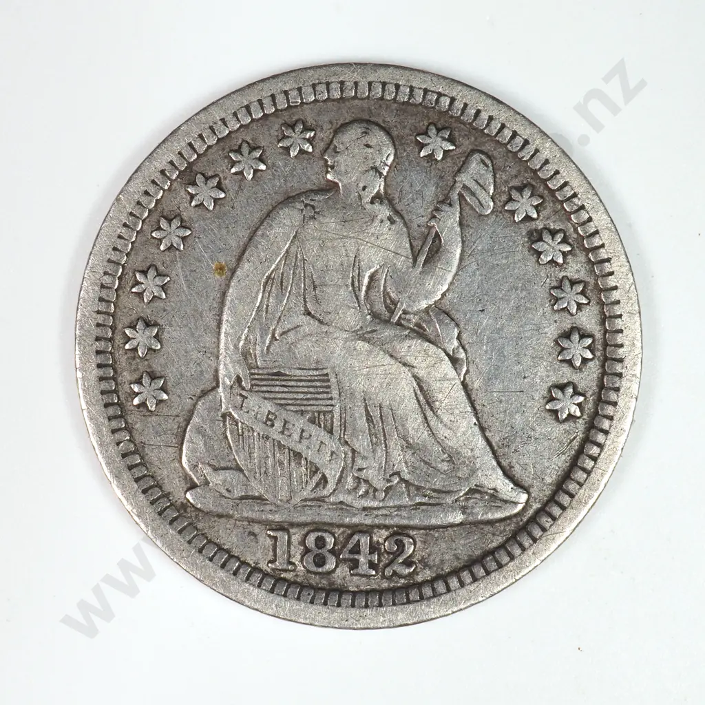 Half Dime: 1842 - Fine. C.V USD $45 ( NZD $75 ) Image 1++