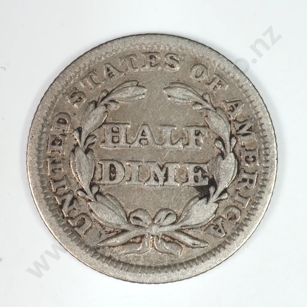 Half Dime: 1845 - Very Fine. C.V USD $52 ( NZD $90 ) Image 1++