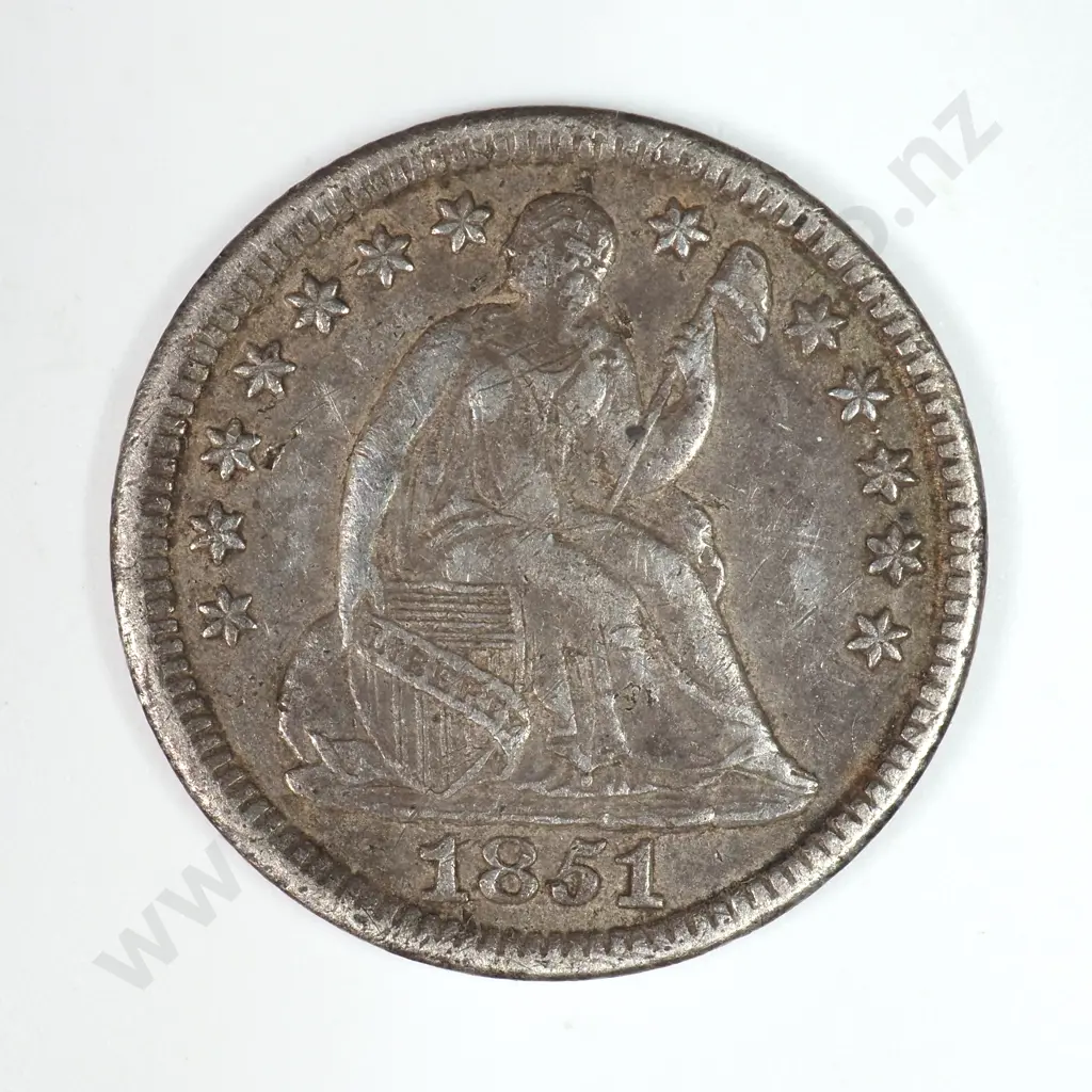 Half Dime: 1851 - Very Fine. C.V USD $52 ( NZD $90 ) Image 1++