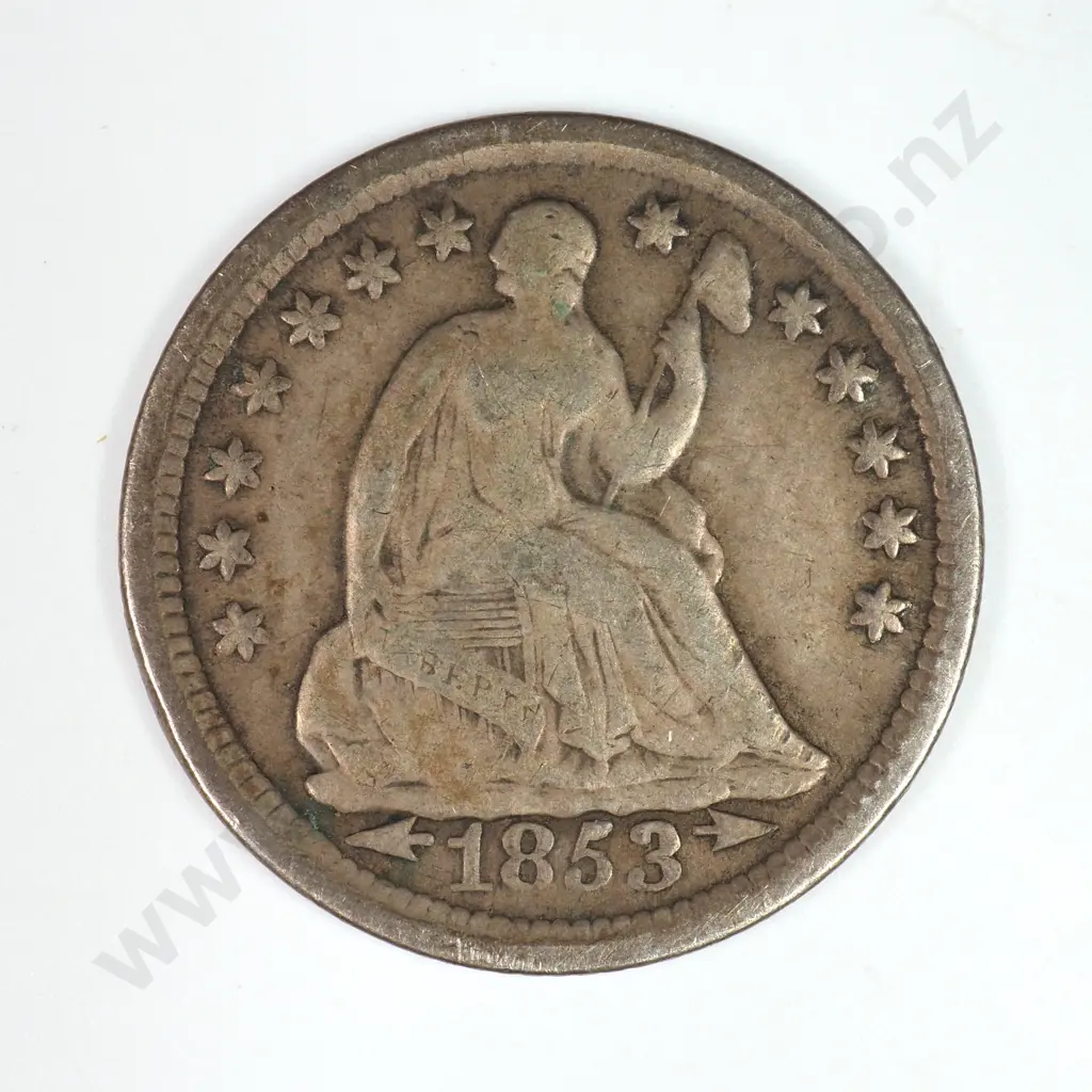 Half Dime: 1853 Arrows - Fine. C.V USD $45 ( NZD $75 ) Image 1++