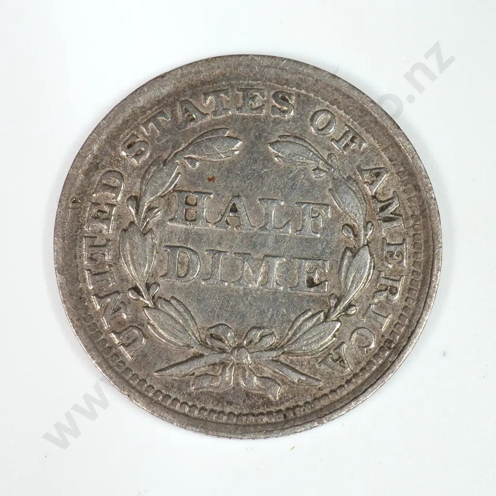 Half Dime: 1857 - Very Fine. C.V USD $52 ( NZD $90 ) Image 1++