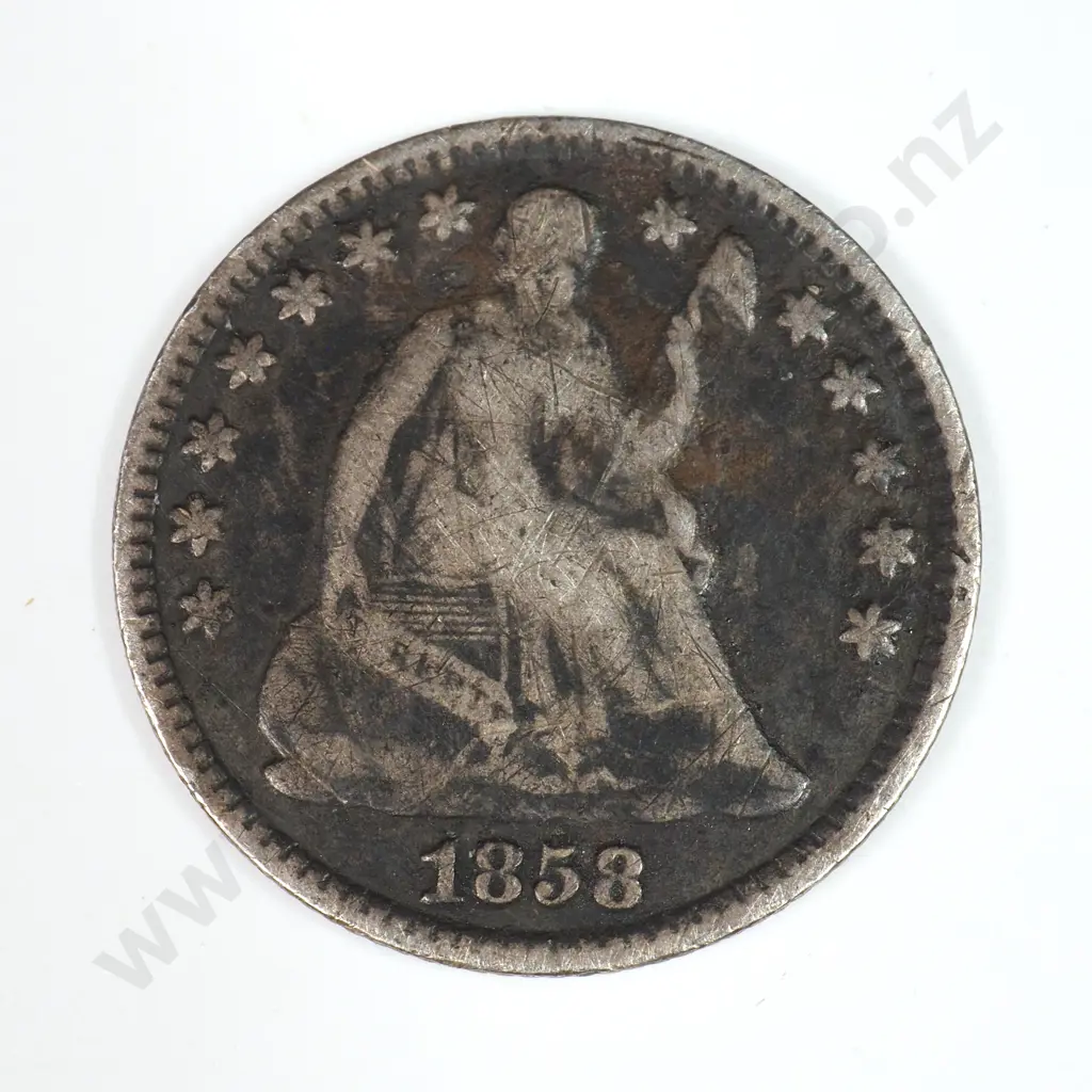 Half Dime: 1858 - Fine. C.V USD $45 ( NZD $75 ) Image 1++
